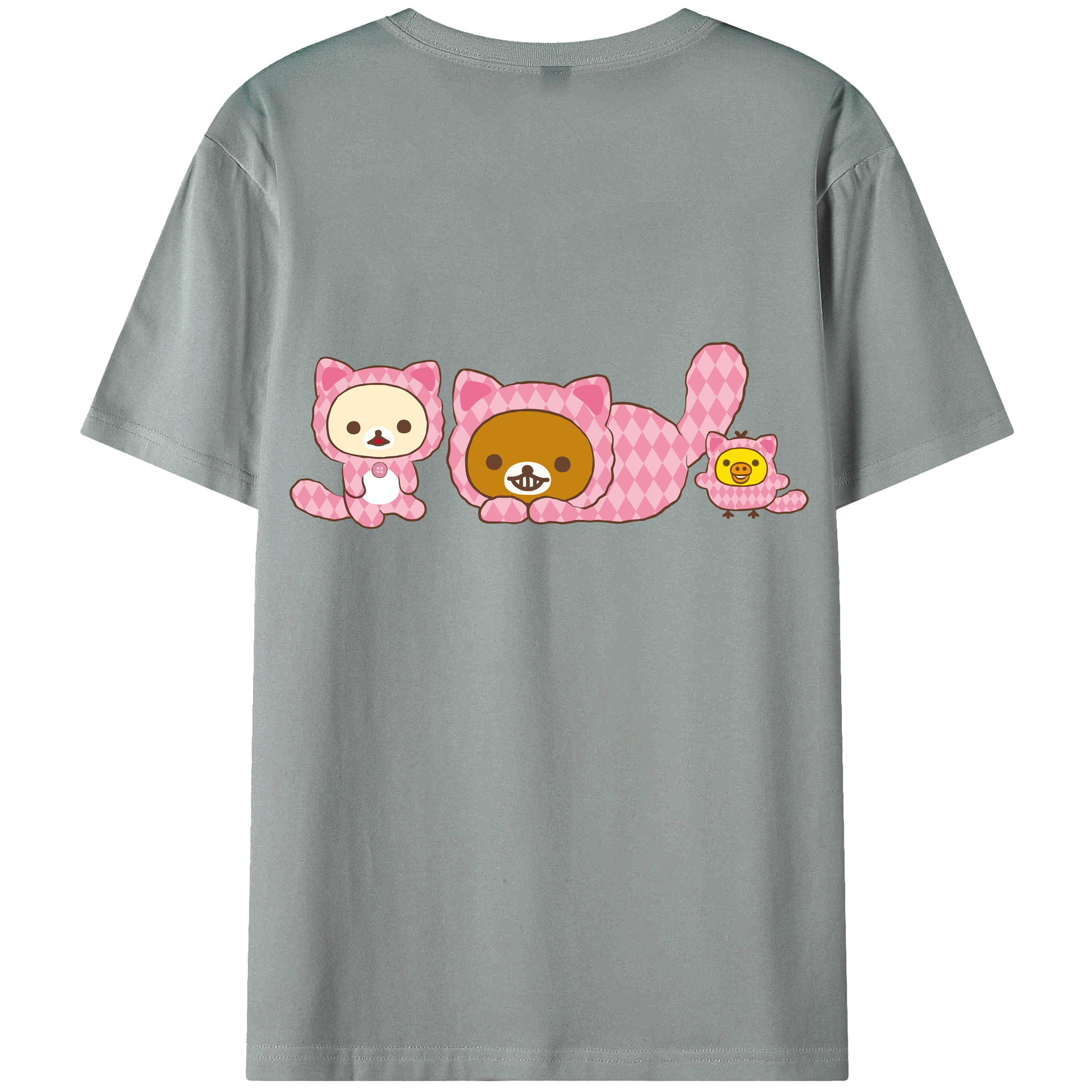 （画像用） リラックマ リラックマ キイロイトリ Rilakkuma Korilakkuma Kiiroitori 綿100％ メンズ半袖Tシャツ（バックプリント） 通気性